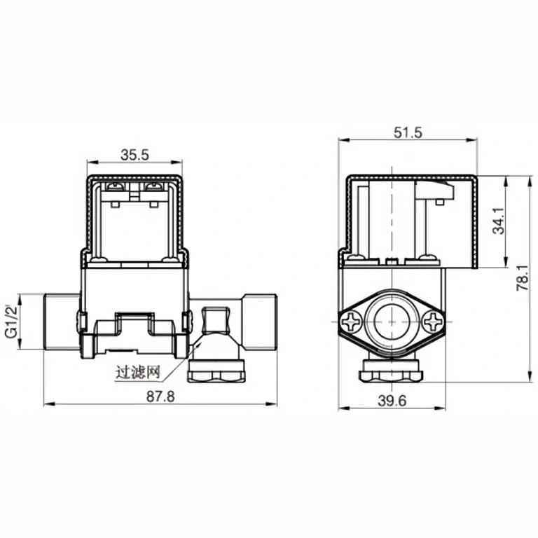 12V magneetklep normaal gesloten met afneembaar filter 12V normaal gesloten solenoïdeklep met verwijderbaar filter en plastic beschermkap
