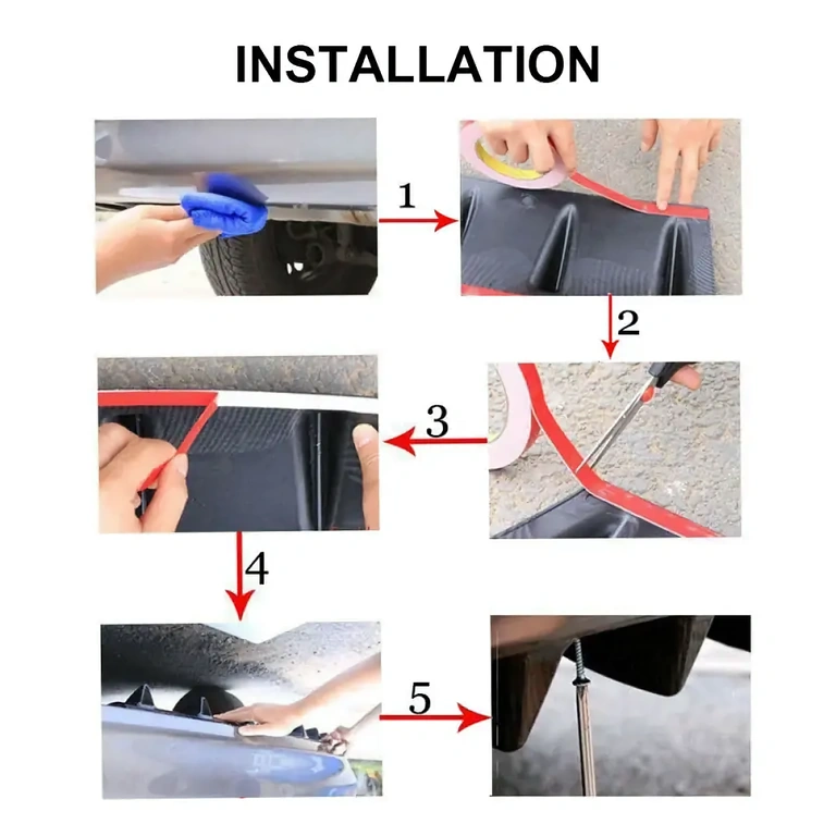 Universele achterbumper spoiler, eenvoudig te monteren en aan te passen