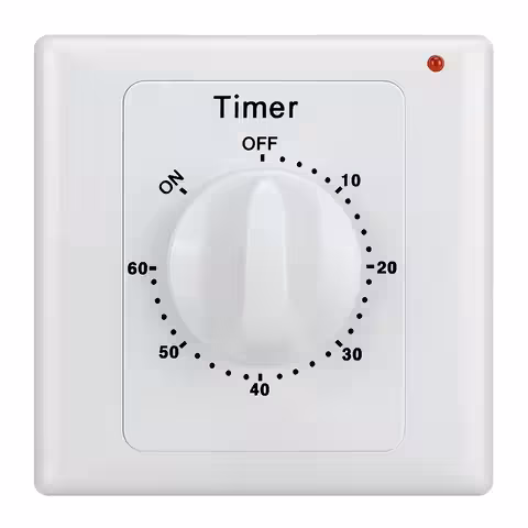 Elektrische schakelaar met timer 1–60 minuten – Mechanische timer voor ventilator, lamp, badkamer en elektrische apparaten