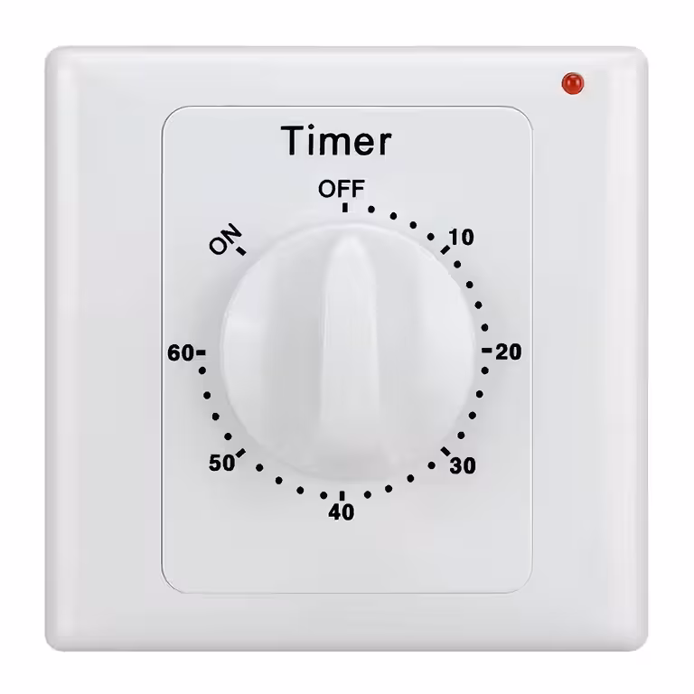Elektrische schakelaar met timer 1–60 minuten – Mechanische timer voor ventilator, lamp, badkamer en elektrische apparaten