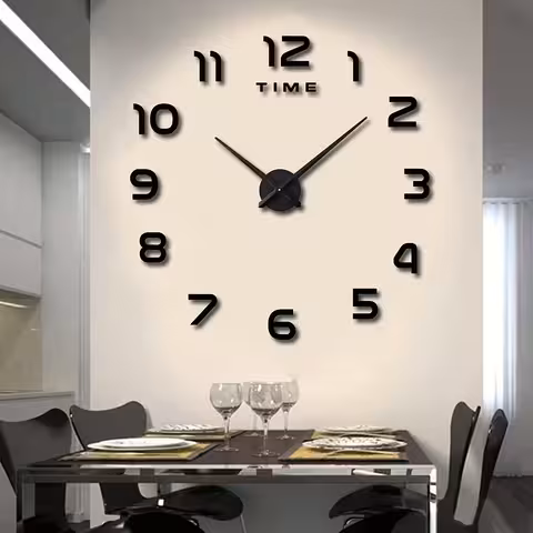 Grote 3D decoratieve wandklok, verstelbaar 80–130 cm – Ideaal voor woonkamer, keuken en kantoor