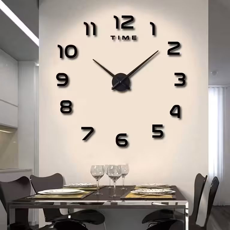 Grote 3D decoratieve wandklok, verstelbaar 80–130 cm – Ideaal voor woonkamer, keuken en kantoor