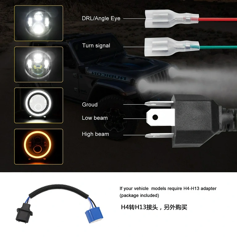 Ronde LED-koplamp voor Harley FLD, Touring, Softail (1991–2013)