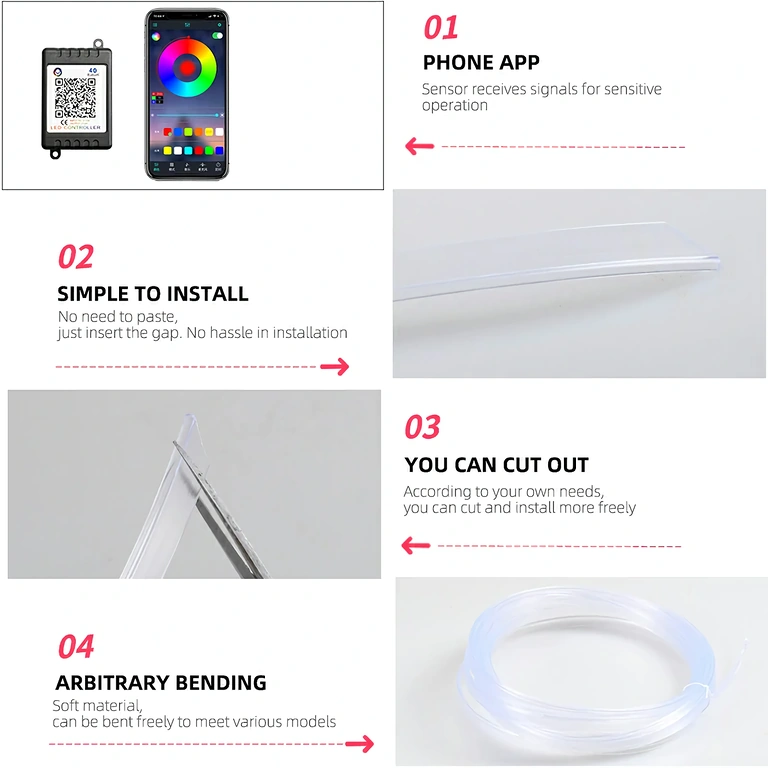 Flexibele RGB neon draad voor autodecoratie