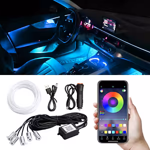 Flexibele RGB neon strip 6 meter voor auto sfeerverlichting – App-bediening via telefoon