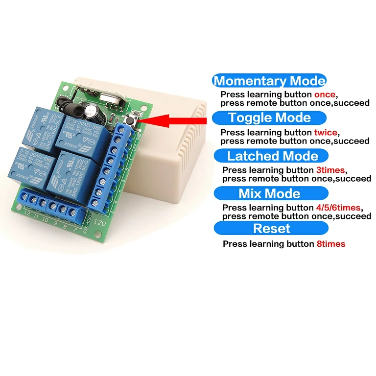 12V relaismodule met afstandsbediening voor industriële en landbouwautomatisering