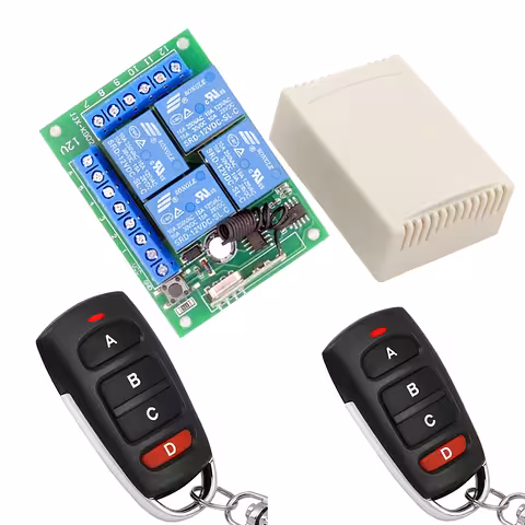4-kanaals relais met afstandsbediening 12V – module met 4 relais en 2 afstandsbedieningen inbegrepen