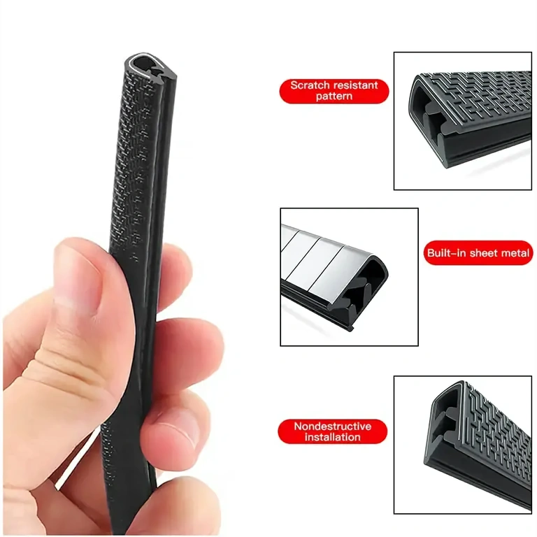 Rubberen afdichting met metalen inzet Rubberen strip met metalen inzet voor bescherming autodeuren