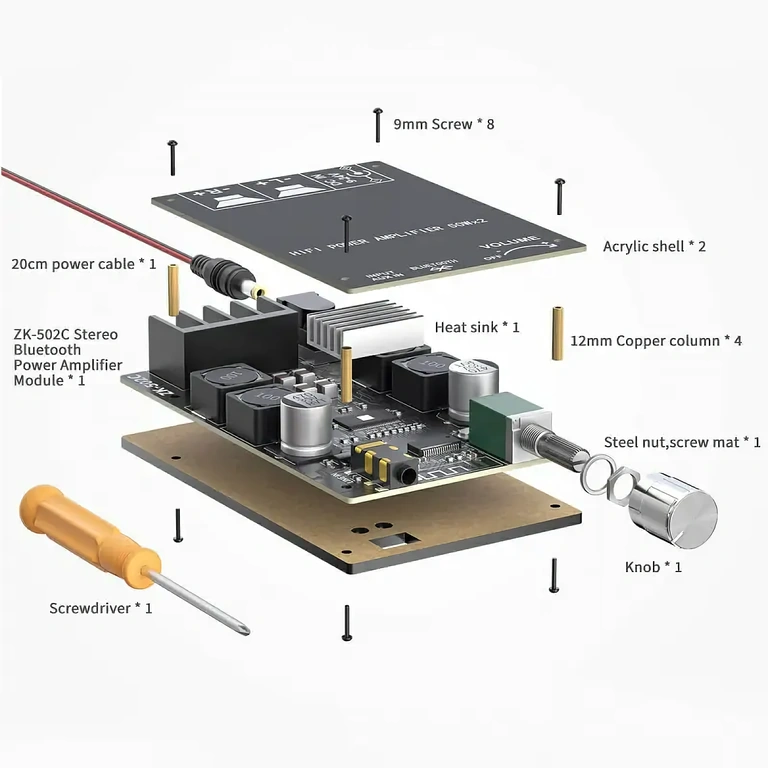 DIY Bluetooth stereo audioplaat met TPA3116D2, totaal 100W