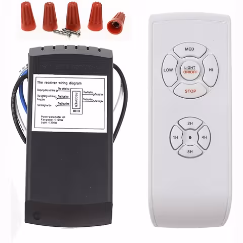 Afstandsbediening ventilator en verlichting met timer 220V – 2 circuits, snelheidsregeling
