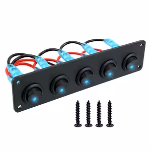 5-knoppen auto schakelpaneel ON/OFF met blauwe LED 12V/24V