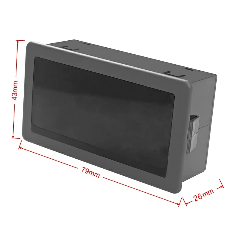 Afbeelding van buitenafmetingen van elektronische toerenteller