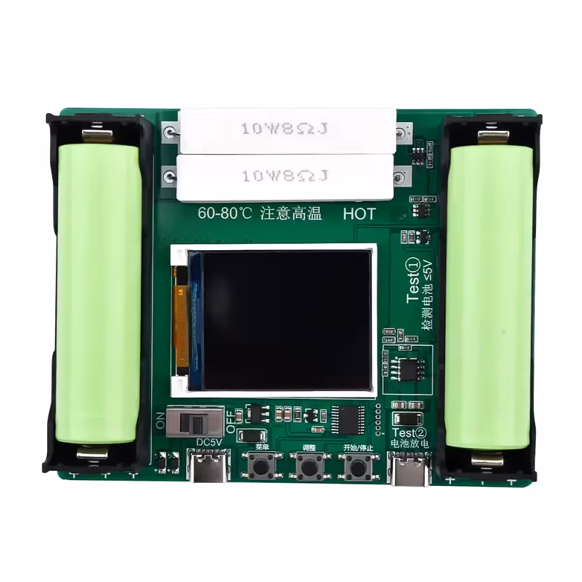 Tester voor laad- en ontlaadfunctie van 18650