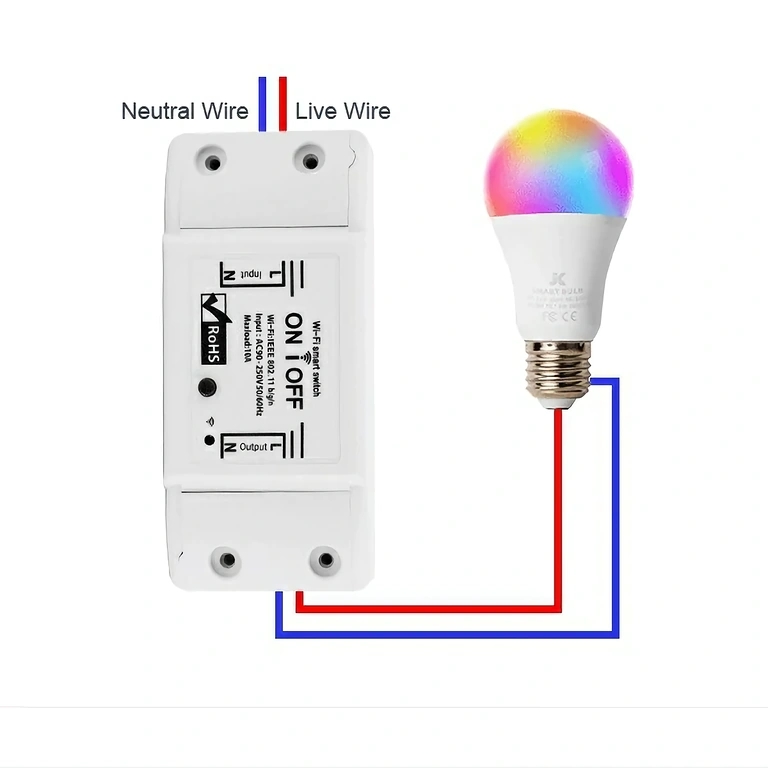 Elektrisch schema voor slim relais Elektrisch schema en instructies voor bedrading van slimme 1-kanaals relais