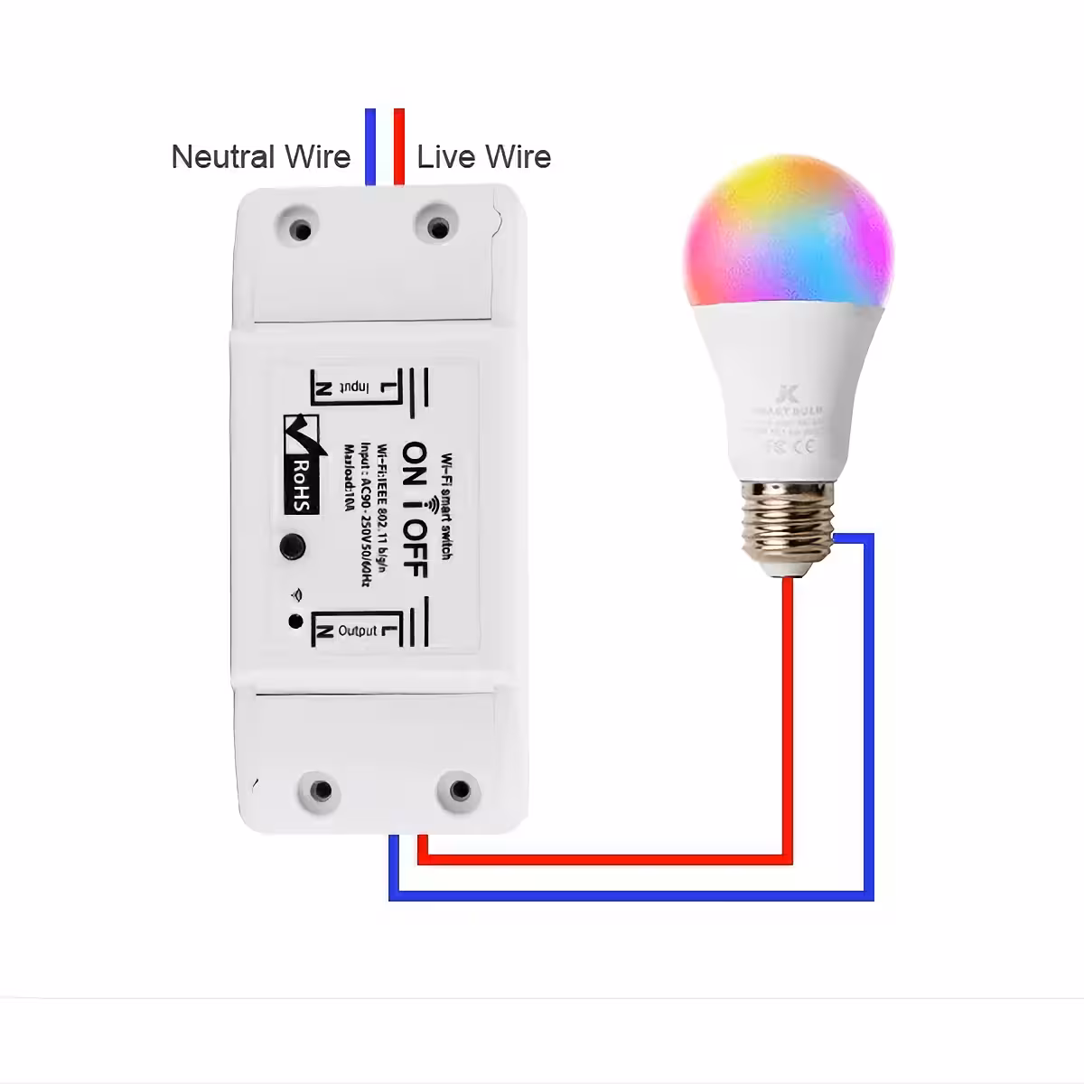 Elektrisch schema en instructies voor bedrading van slimme 1-kanaals relais