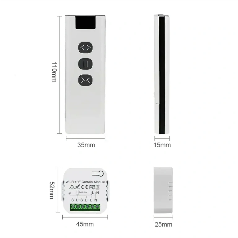 Alle componenten van set: controller, afstandsbediening en houder