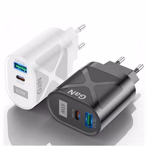 65W GaN USB-C & USB-A telefoon en tablet oplader – Fast Charger PD QC voor iPhone, Samsung, Android