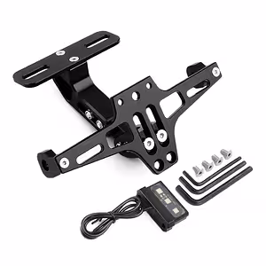 Inklapbare universele motorfiets kentekenplaat houder met LED – sportmodel