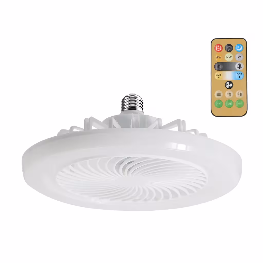 Witte plafondventilator met afstandsbediening en dimbare LED verlichting – interieur & terras