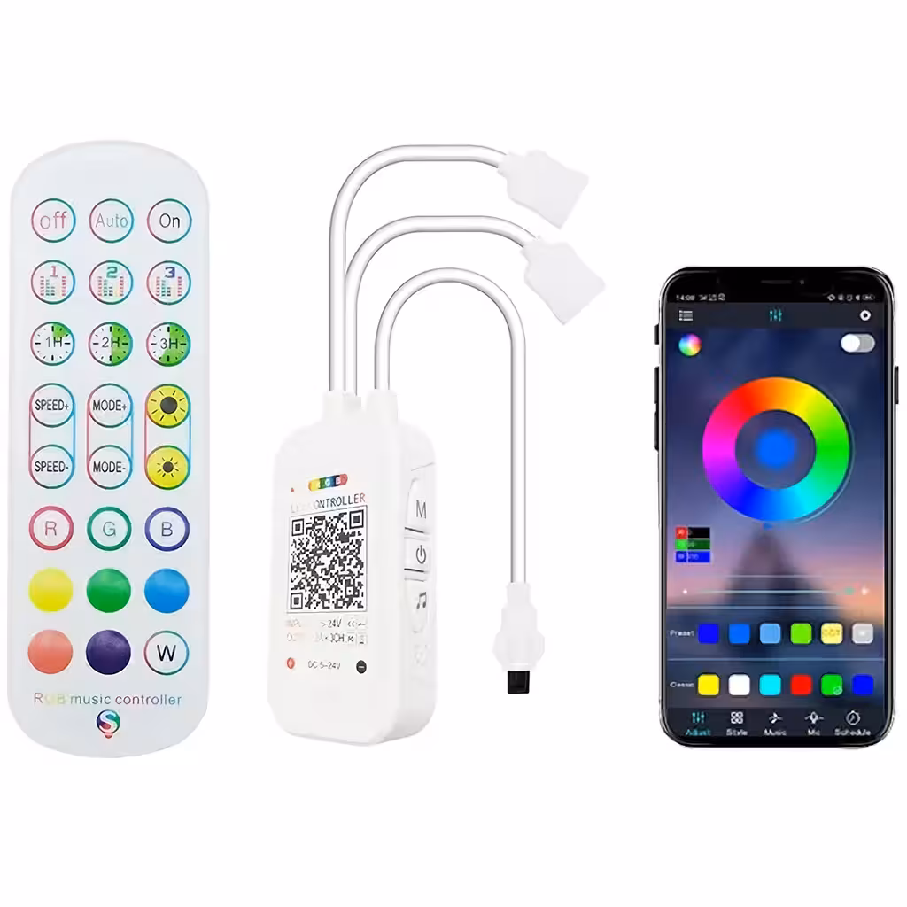RGB LED strip controller Smart WiFi Tuya met afstandsbediening, dimmer en muziekbediening