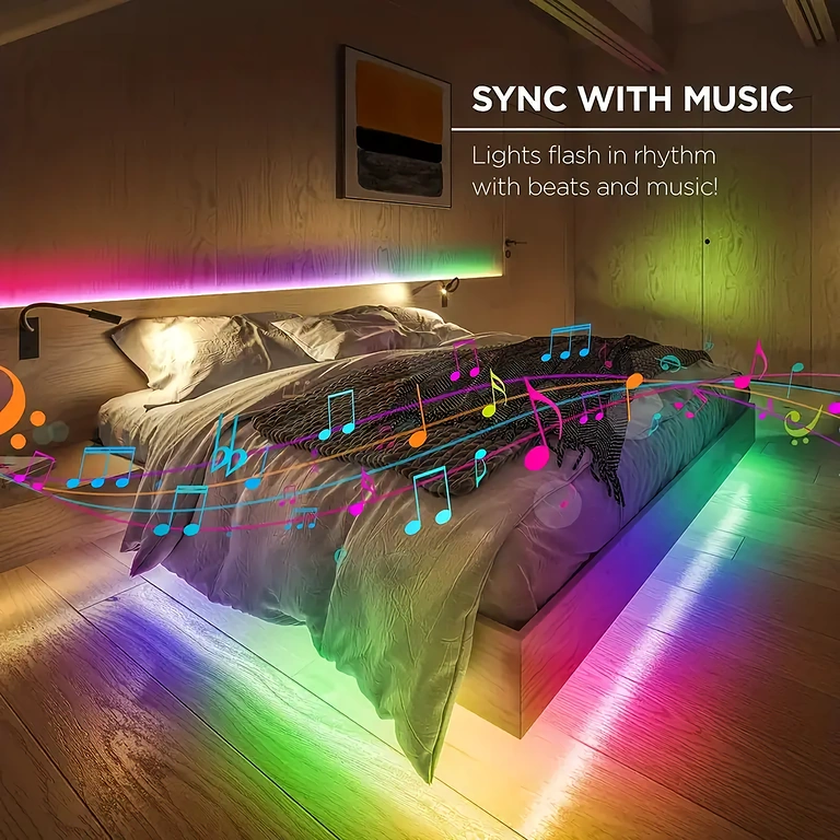 Met muziek gesynchroniseerde LED-strip Dynamische lichteffecten volgens het ritme van de muziek