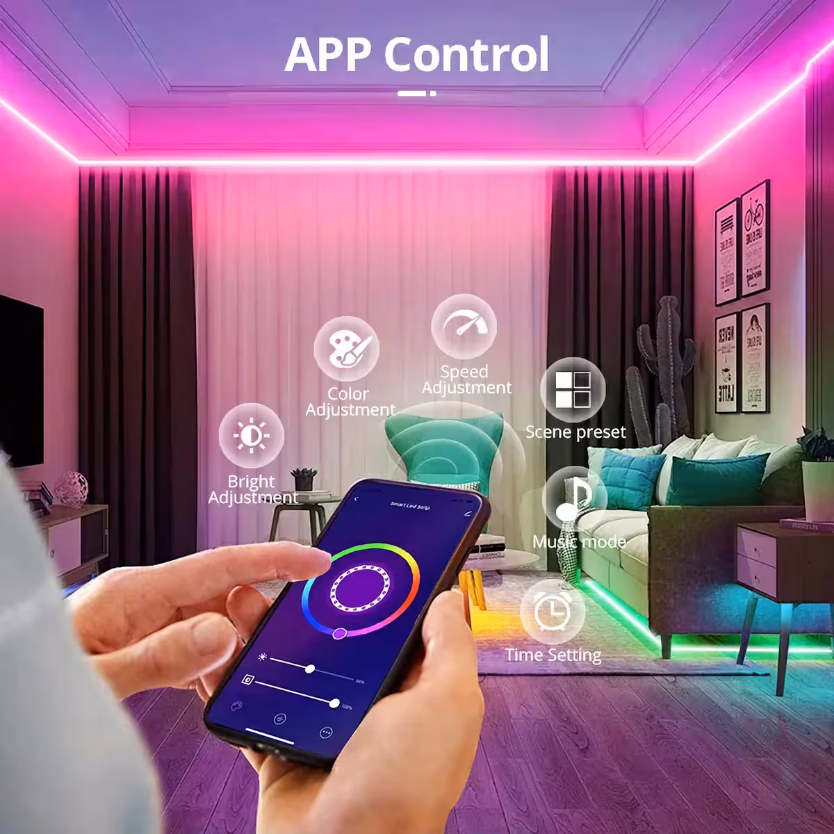 LED-controller gesynchroniseerd met muziek, ideaal voor feesten en sfeer