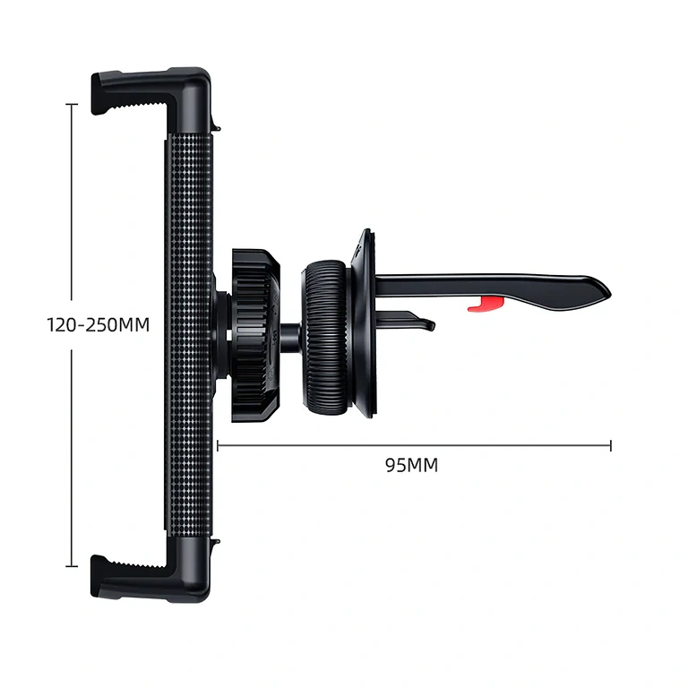 Compacte auto-tablethouder Compacte en lichte autohouder, bevestigd op ventilatierooster
