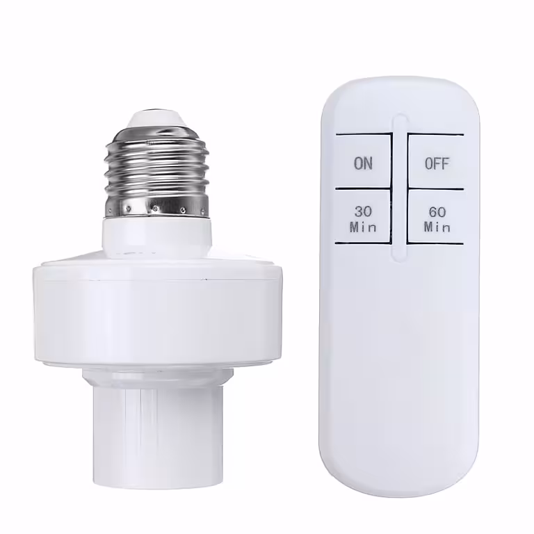 E27 fitting met draadloze afstandsbediening en timer