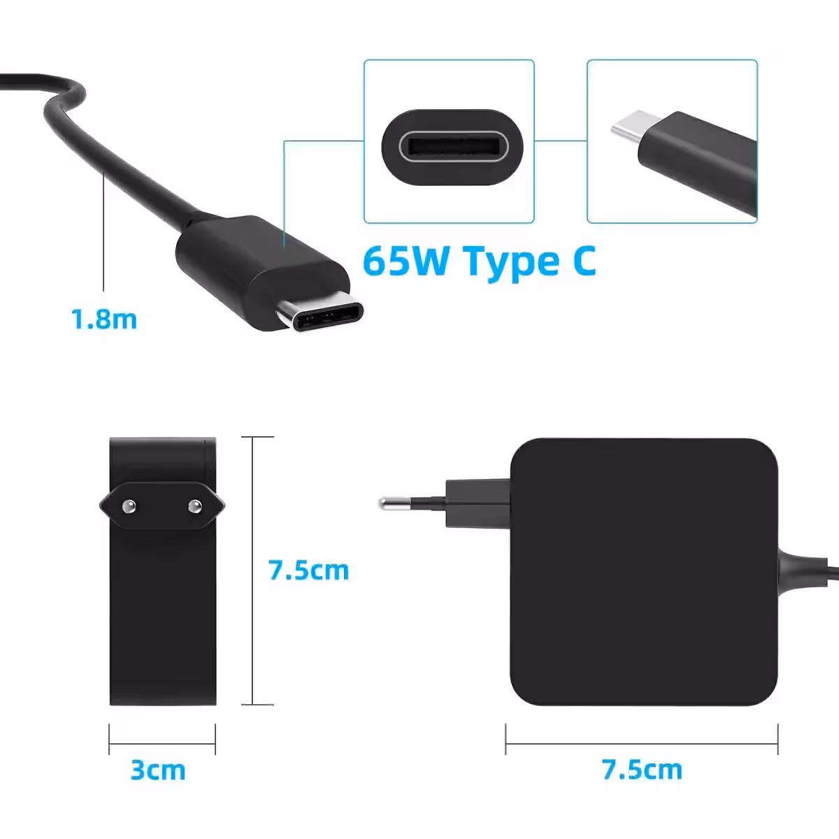 Laptop USB-C oplader voor Dell, Lenovo, Asus, HP