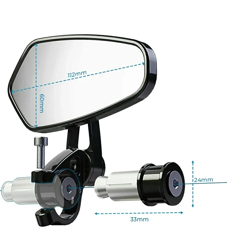 Sportspiegels voor fiets en elektrische step Sportieve spiegels, te monteren onder het stuur