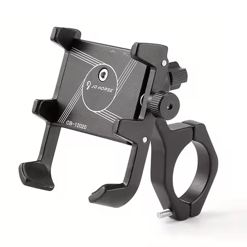 Verstelbare telefoonhouder voor motorfiets, fiets, elektrische step en ATV – zwart aluminium