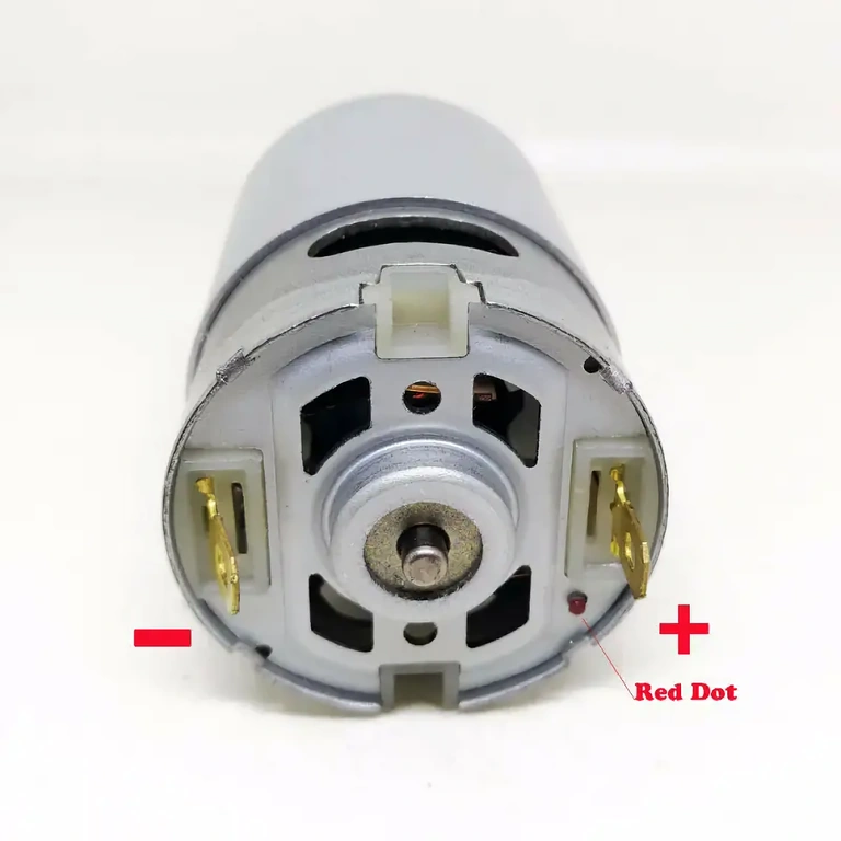 DC RS-550 motor met technische specificaties in detail weergegeven