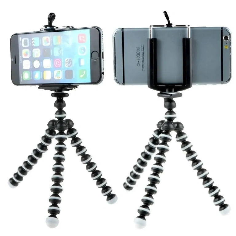 Flexibel statief met telefoonhouder Flexibele statief met universele houder voor mobiele telefoon en camera