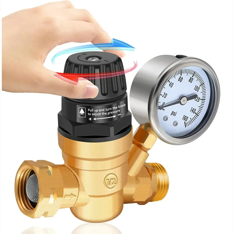 Verstelbare klep voor controle van waterdruk in huishoudelijke en industriële installaties