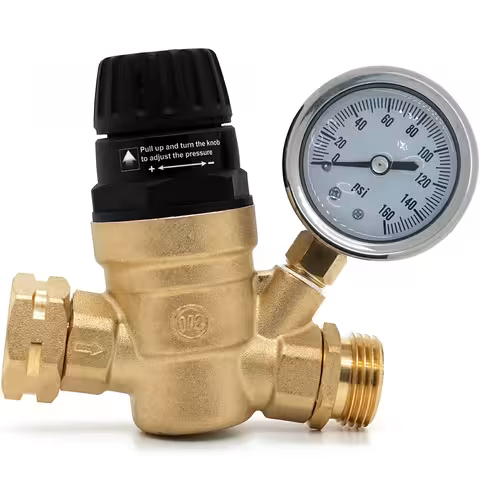 Waterdrukregelaar/reducer 3/4″ met manometer – limiter voor irrigatie, hydrofoor, pomp, boiler, caravan