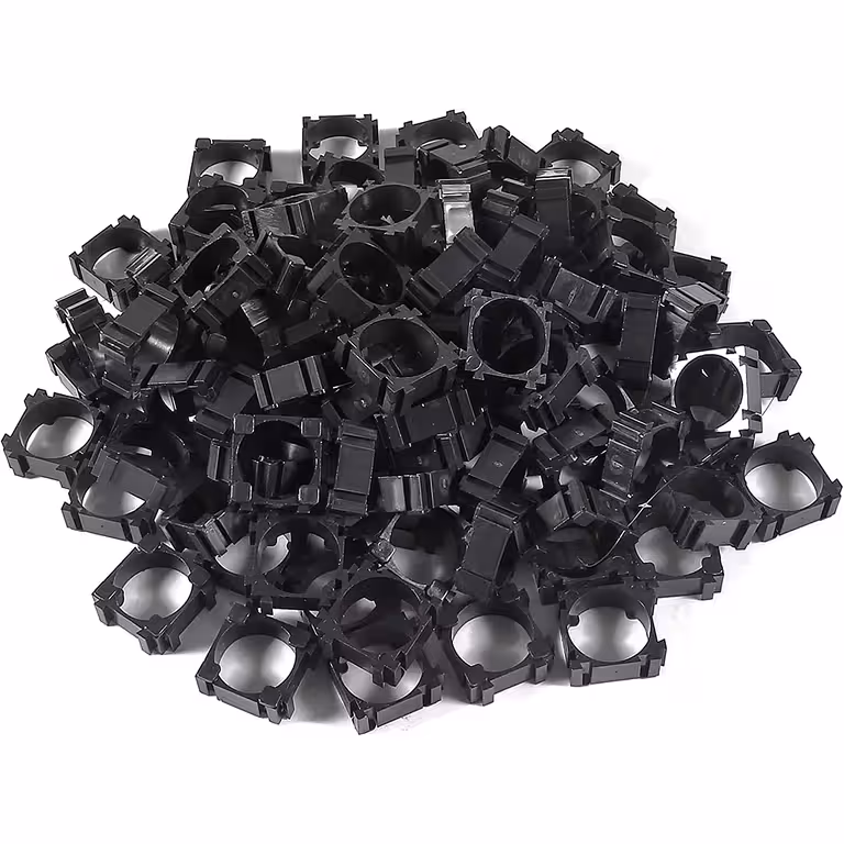 Set van 100 modulaire houders voor Li-Ion 18650 cellen – ABS klemmen voor batterijbank