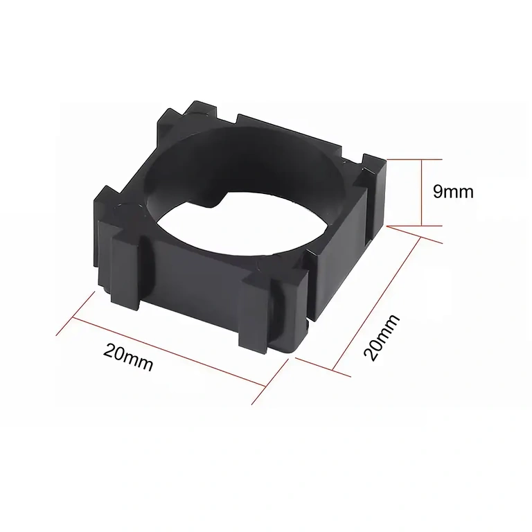 Technisch diagram met afmetingen modulaire batterijhouder 18650