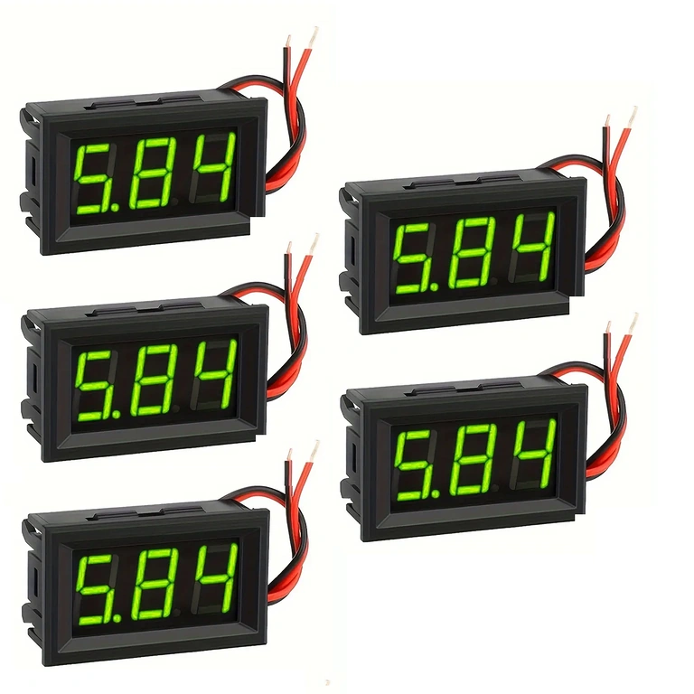 Set van 5 digitale paneelvoltmeters 5V-120V voor meten van gelijkspanning