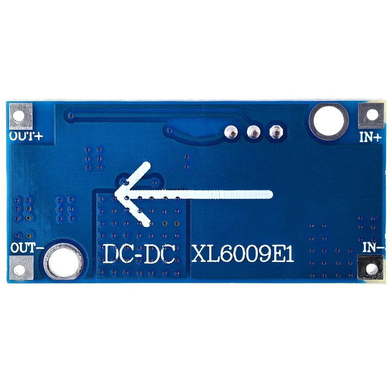 Achterzijde van de XL6009-module Duidelijke afbeelding achterkant XL6009-voedingsmodule