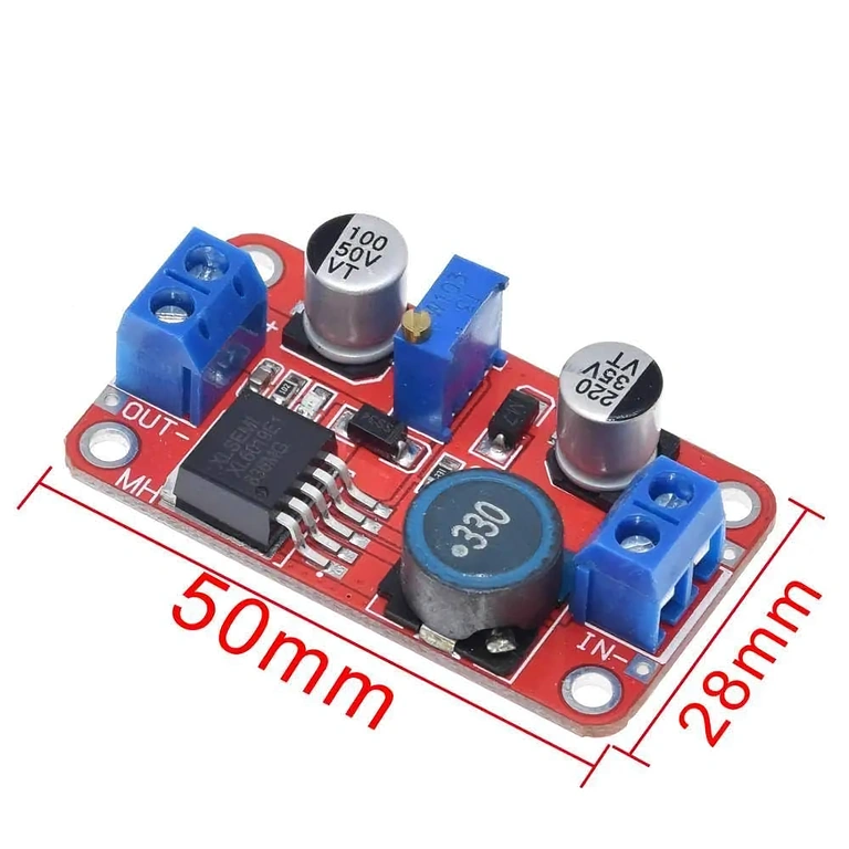 XL6019 DC-DC Boost Converter – afmetingen Afmetingen XL6019 DC-DC Boost Converter: 50mm x 28mm x 13mm, geschikt voor diverse projecten