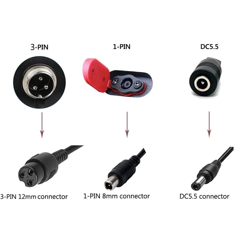 Oplader met coaxiale 8mm plug 36V–42V 3A oplader voor Xiaomi en Segway-Ninebot steps, 8mm coaxiale plug