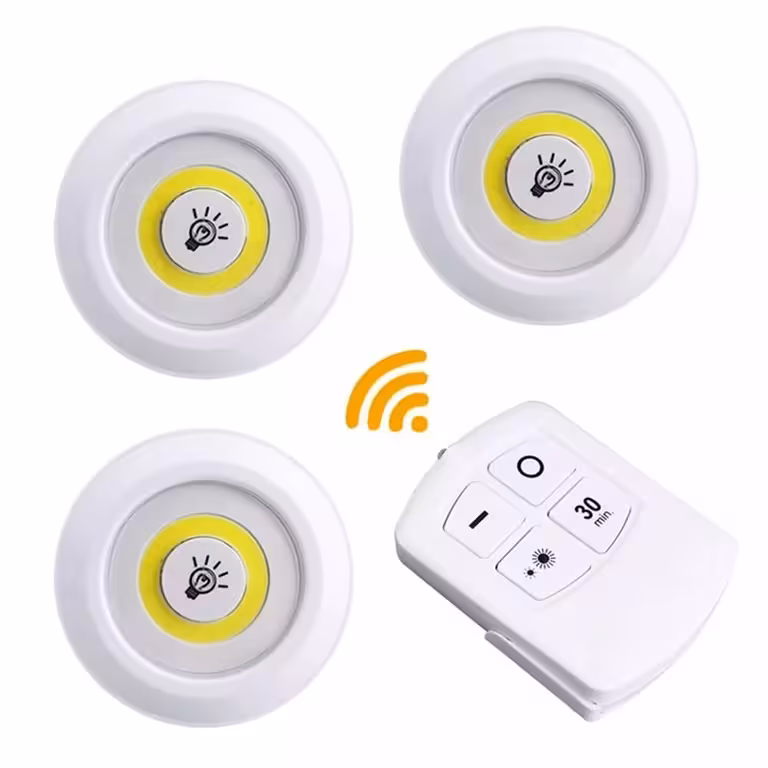 Set van 3 LED-spotlights met afstandsbediening – batterijlampen voor binnenverlichting