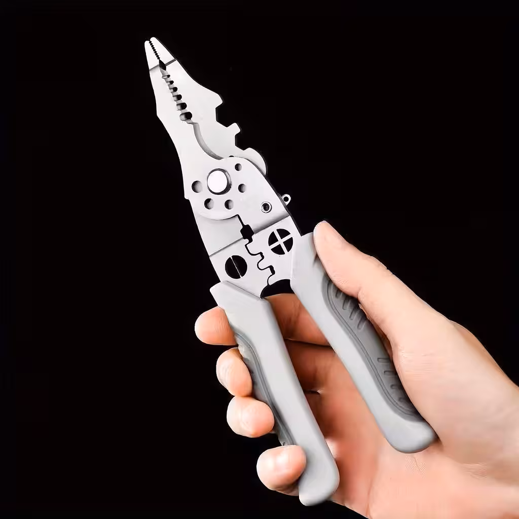 Multifunctionele Elektricien Tang voor Elektrische Kabels – Knippen, Strippen, Afisoleren en Krimpen 6-in-1