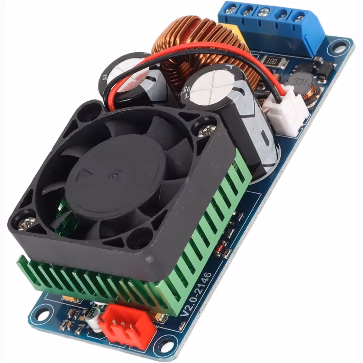 Elektronische componenten op printplaat mono versterker 500W