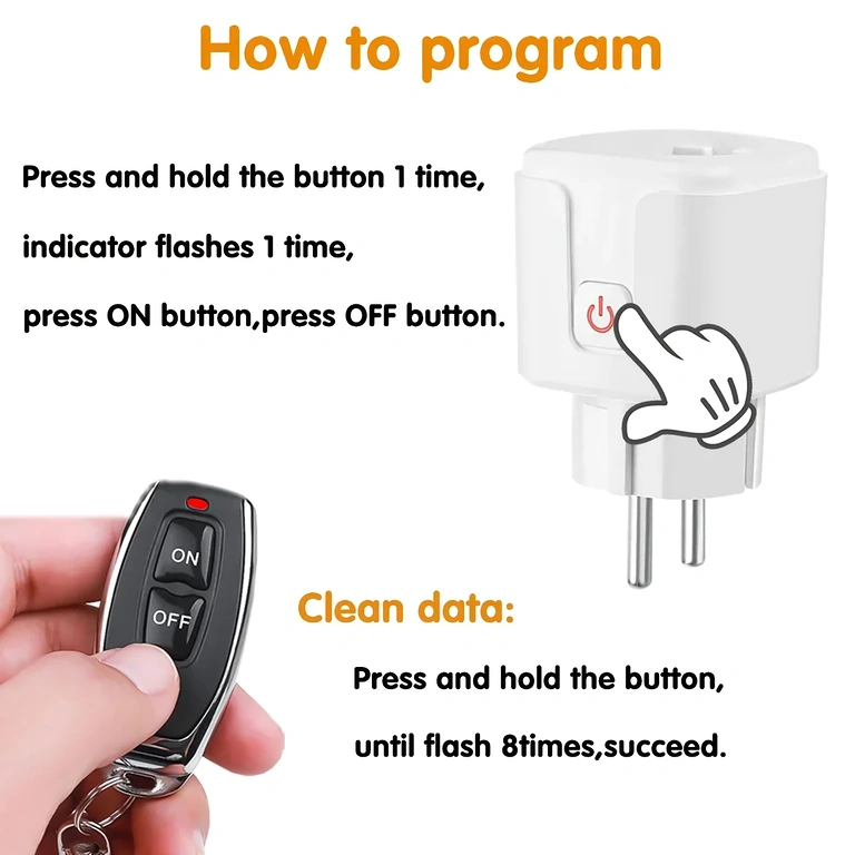 RF433 stopcontact eenvoudig te installeren, plug & play