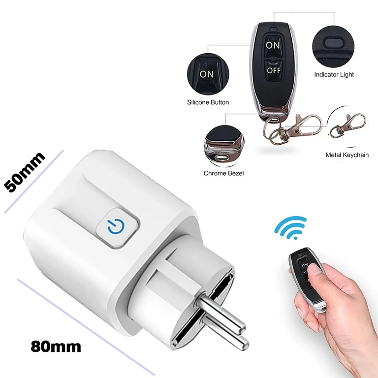 Stopcontact met RF433 afstandsbediening voor bediening van verlichting en apparaten