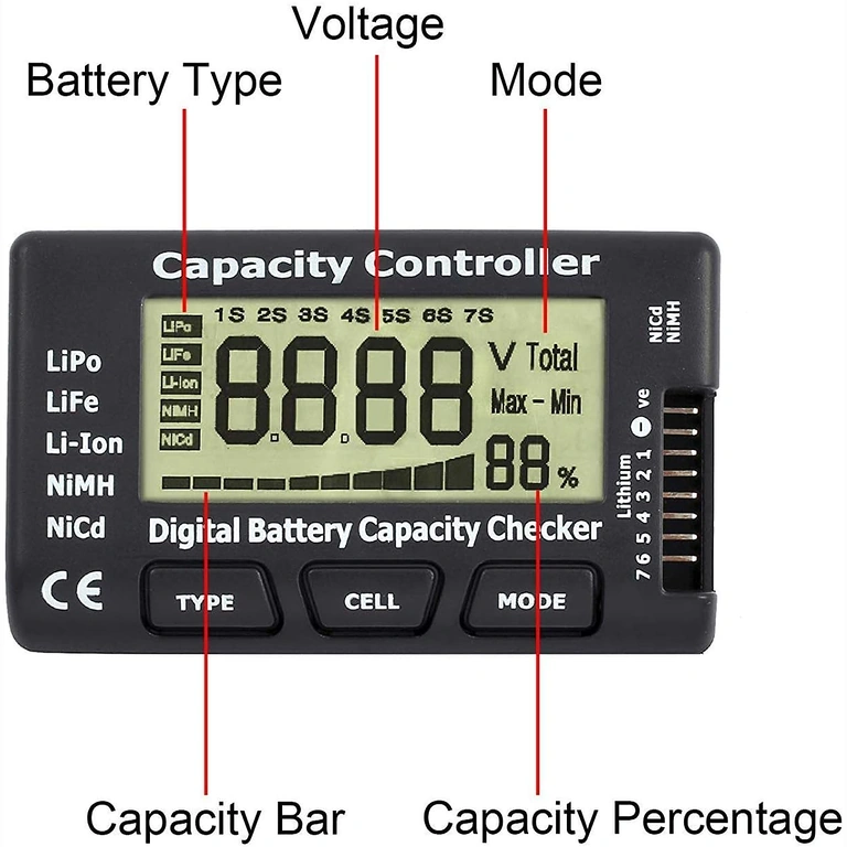 Capaciteit en spanning meten van Li-Ion, LiPo, LiFe batterijen