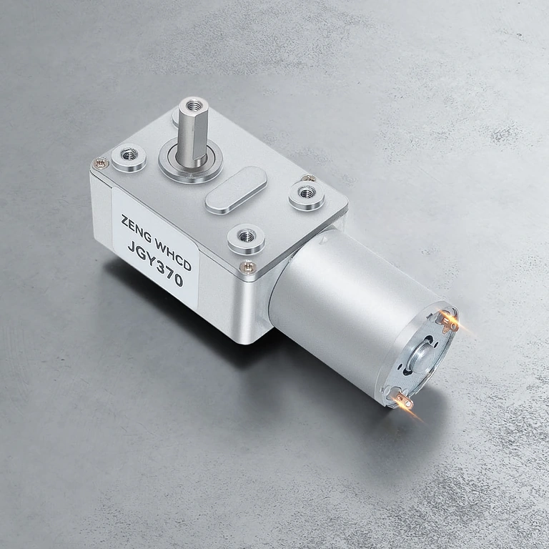 Detail van harde stalen D-as motor met reductiekast 12V