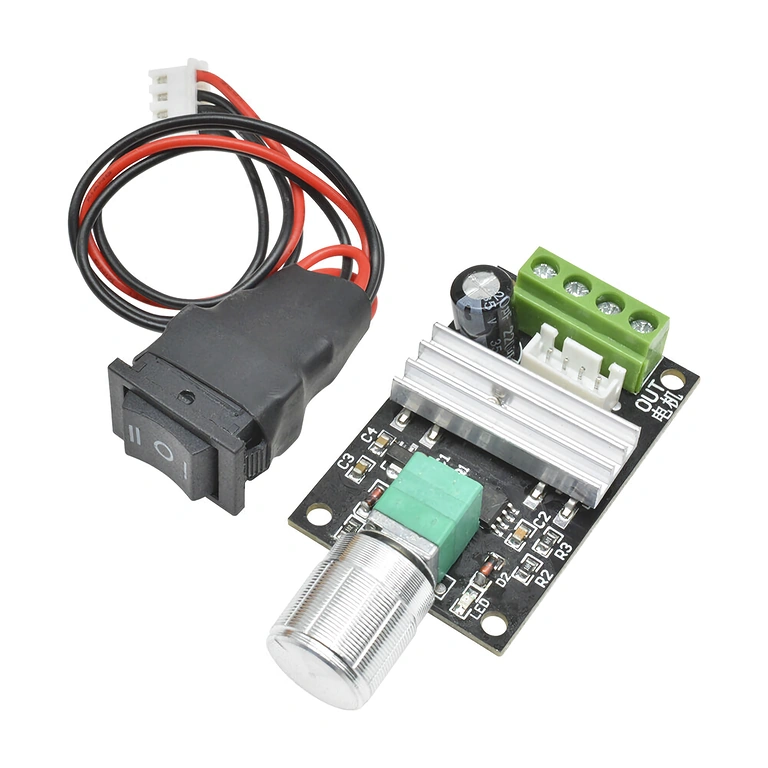 DC motorcontroller 6–24V 3A PWM – vooraanzicht