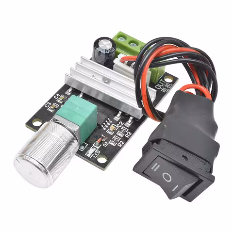 DC Motor Controller 6V 12V 24V 3A – PWM Snelheidsregelaar met Richtingsknop, Spanning Regelaar